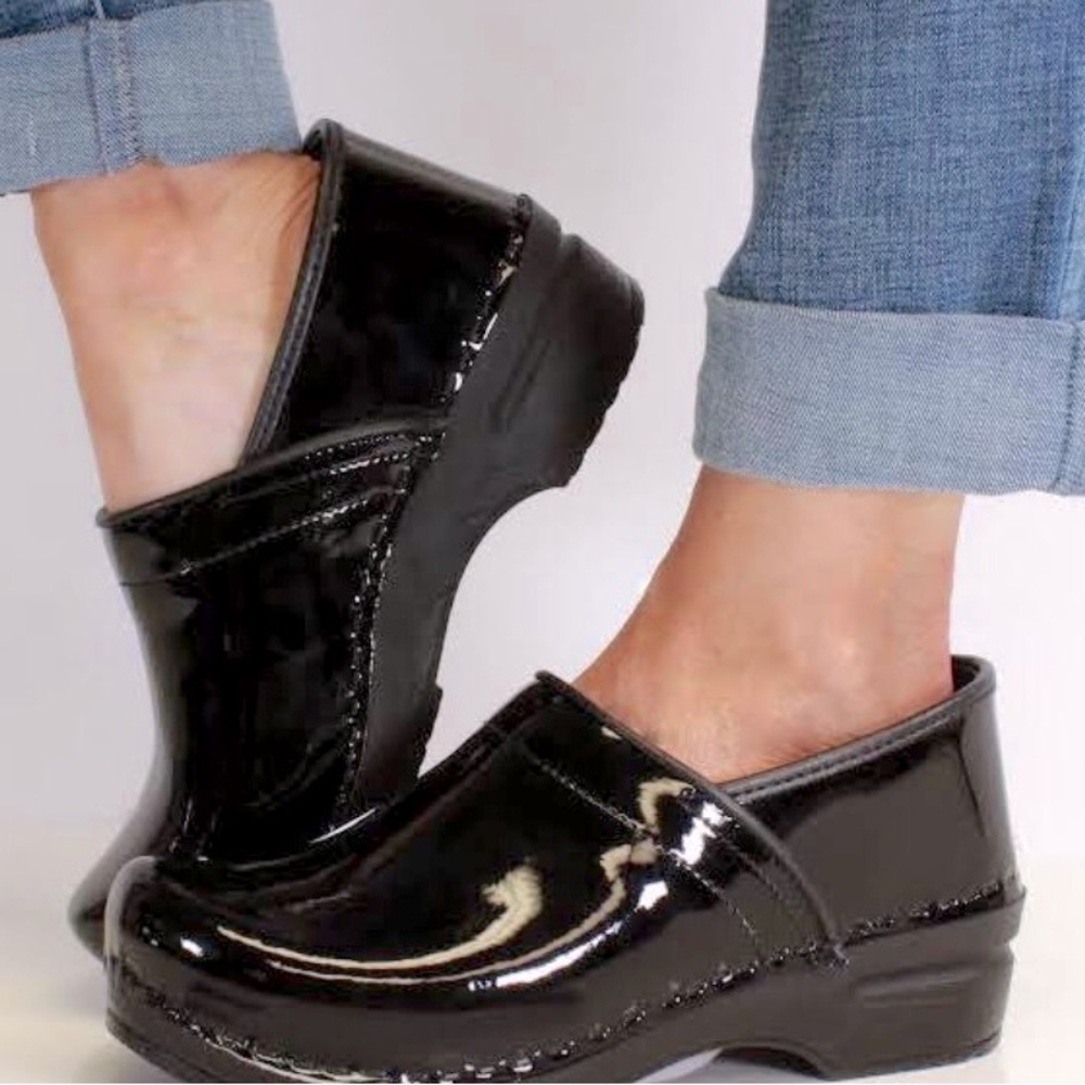 Dansko professional black patent leather clogs - size 38